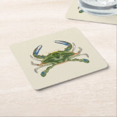 ヴィンテージのブルーカニ スクエアペーパーコースター (アングル)