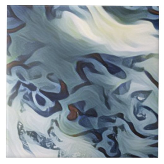 ヴィンテージのブルーグレーの波状の抽象的なパターン タイル (正面)