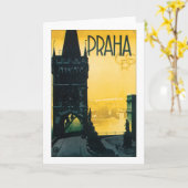 ヴィンテージのプラハ(Praha)ポスター カード (黄色い花)