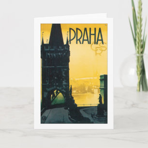 ヴィンテージのプラハ(Praha)ポスター カード