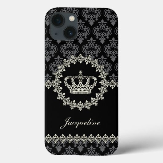 ヴィンテージのプリンセスのダマスク織の王冠 Case-Mate iPhoneケース (裏面)