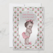 ヴィンテージのプリンセスのピンクのバラの銀製のベビーシャワー 招待状 (正面)