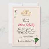ヴィンテージのプリンセスの女の赤ちゃんを持つピンクのチューリップ 招待状 (裏面)