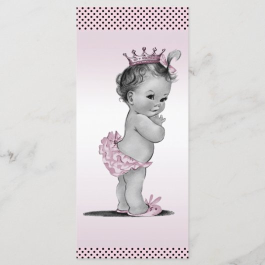 ヴィンテージのプリンセスの水玉模様のベビーシャワーメニュー メニュー (裏面)