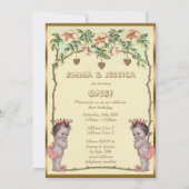 ヴィンテージのプリンセスは誕生日のバラ及びハートを結び付けます 招待状 (裏面)