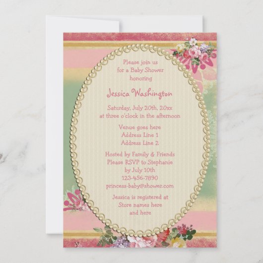 ヴィンテージのプリンセスエッフェル塔のベビーシャワー 招待状 (裏面)