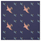 ヴィンテージのプリントのアールデコの飛ぶ鳥 ファブリック (見本)