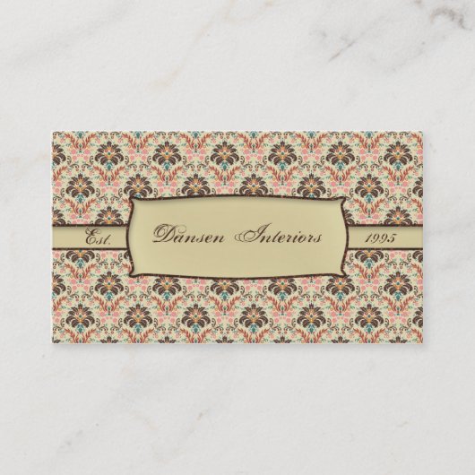 ヴィンテージのプリントのダマスク織の名刺 名刺 (正面)