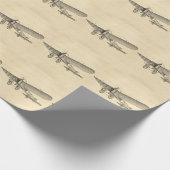 ヴィンテージのプロペラの飛行機のレトロの古い支柱の飛行機 ラッピングペーパー (角)