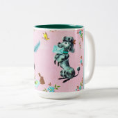 ヴィンテージのプードルのコーヒー・マグ ツートーンマグカップ (正面右)