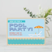 ヴィンテージのプールを囲んでのパーティの招待 招待状 (スタンド正面)