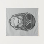 ヴィンテージのヘルメットのチンパンジー タペストリー (正面(横))