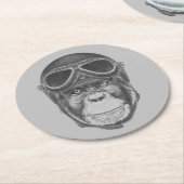 ヴィンテージのヘルメットのチンパンジー ラウンドペーパーコースター (アングル)