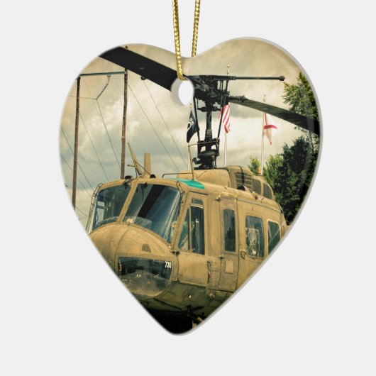 ヴィンテージのベトナム時代のuh1 Hueyの軍隊のヘリコプター セラミックオーナメント (左)