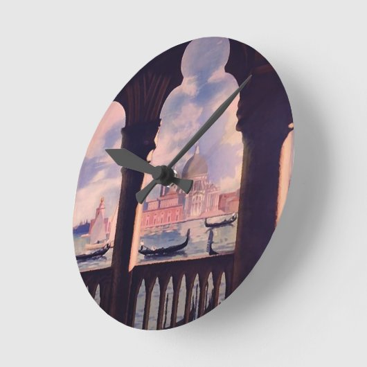 ヴィンテージのベニスイタリア旅行 ラウンド壁時計 (傾斜)