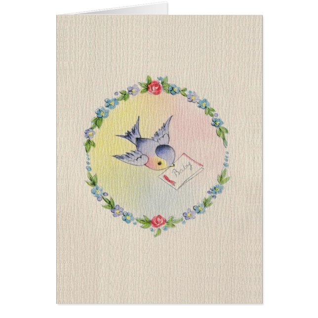 ヴィンテージのベビーのお祝いまたは発表カード (正面)