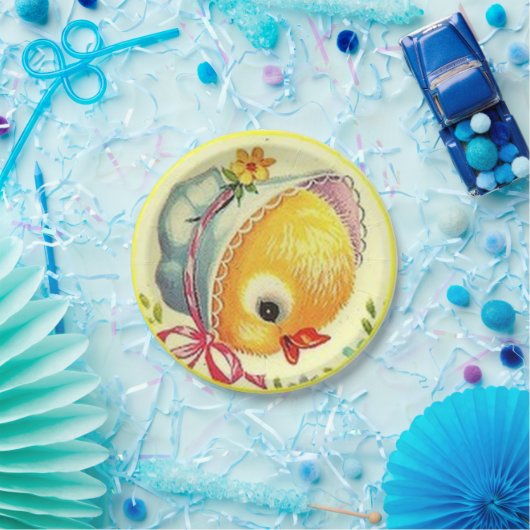 ヴィンテージのベビーのひよこのイースター紙皿 ペーパープレート (パーティー)