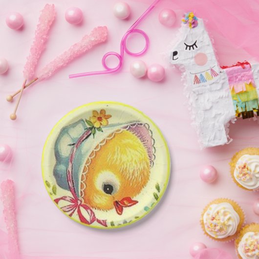 ヴィンテージのベビーのひよこのイースター紙皿 ペーパープレート (パーティー)