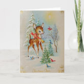 ヴィンテージのベビーのクリスマスのシカ シーズンカード (正面)