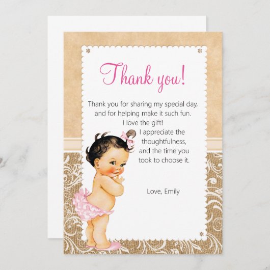 ヴィンテージのベビーのサンキューカード サンキューカード (正面/裏面)