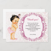 ヴィンテージのベビーのダマスク織のサンキューカード サンキューカード (正面/裏面)