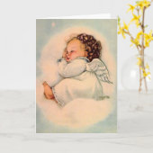 ヴィンテージのベビーの天使の挨拶状 カード (黄色い花)