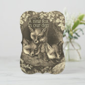 ヴィンテージのベビーの孤の森林ベビーシャワーの招待 招待状 (スタンド正面)