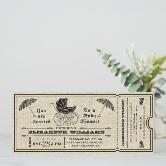 ヴィンテージのベビーシャワーのチケットの招待状III 招待状 (スタンド正面)