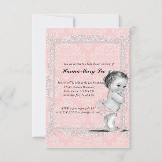 ヴィンテージのベビーシャワーの招待状 招待状 (正面)