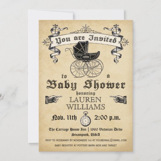 ヴィンテージのベビーシャワーの招待状II 招待状 (正面)