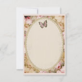 ヴィンテージのベビーシャワーはバラ及び蝶感謝していしています サンキューカード (裏面)