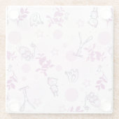 ヴィンテージのベビー動物を表示するパターン ガラスコースター (裏面)