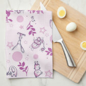 ヴィンテージのベビー動物を表示するパターン キッチンタオル (四つ折り)