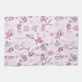 ヴィンテージのベビー動物を表示するパターン キッチンタオル (横)