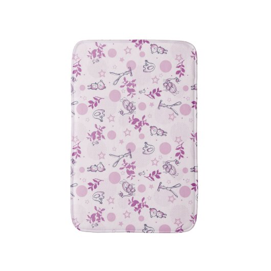 ヴィンテージのベビー動物を表示するパターン バスマット (正面縦)