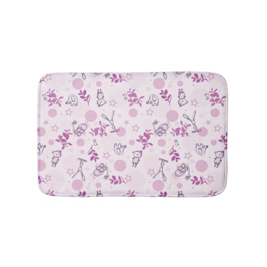 ヴィンテージのベビー動物を表示するパターン バスマット (正面)