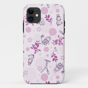 ヴィンテージのベビー動物を表示するパターン iPhone 11 ケース