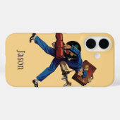 ヴィンテージのベルボーイ、スーツケースとゴルフクラブを持つ、制服姿 Case-Mate iPhoneケース (裏面 (横))