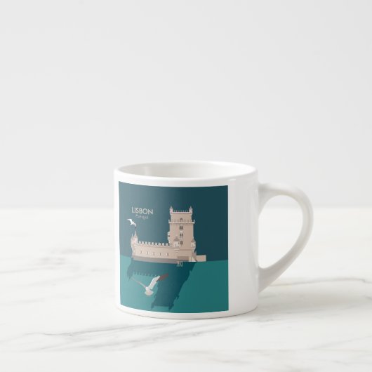 ヴィンテージのベルムのリスボンタワーのポスタースタイル エスプレッソカップ (右)