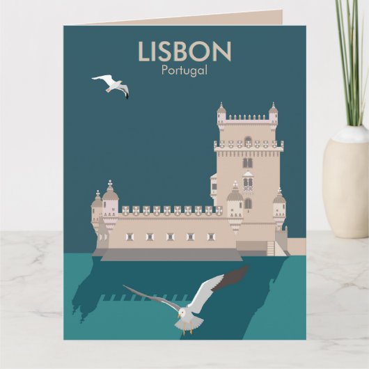 ヴィンテージのベルムのリスボンタワーのポスタースタイル カード (正面)