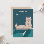 ヴィンテージのベルムのリスボンタワーのポスタースタイル カード (正面/裏面インサイチュ)