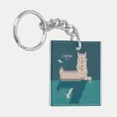 ヴィンテージのベルムのリスボンタワーのポスタースタイル キーホルダー (正面左)