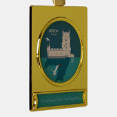 ヴィンテージのベルムのリスボンタワーのポスタースタイル ゴールドプレートバナーオーナメント (右)