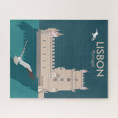 ヴィンテージのベルムのリスボンタワーのポスタースタイル ジグソーパズル (横)