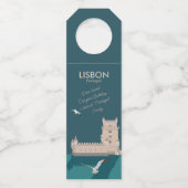 ヴィンテージのベルムのリスボンタワーのポスタースタイル ボトルネックタグ (正面)