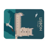 ヴィンテージのベルムのリスボンタワーのポスタースタイル マグネット (横)