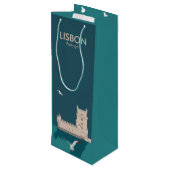 ヴィンテージのベルムのリスボンタワーのポスタースタイル ワインギフトバッグ (裏面アングル)