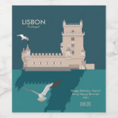 ヴィンテージのベルムのリスボンタワーのポスタースタイル ワインラベル (シングルラベル)