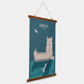 ヴィンテージのベルムのリスボンタワーのポスタースタイル 吊り下げ型タペストリー (傾斜あり)