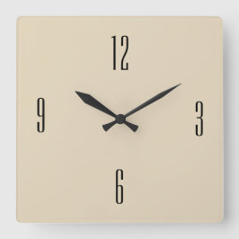 ヴィンテージのベージュ及び黒いミニマリスト スクエア壁時計